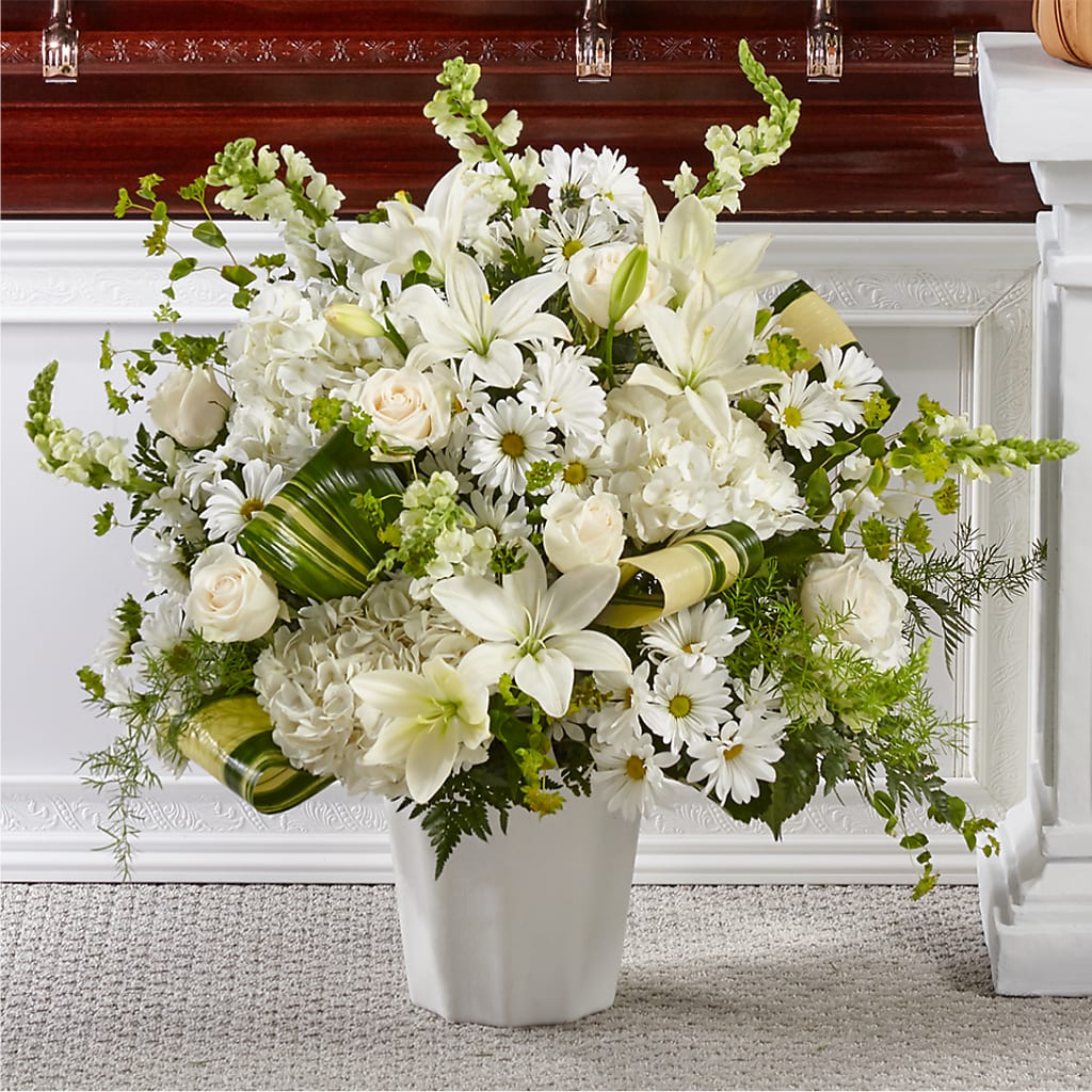 Thoughts of Tranquility Floor Basket – LANGE'S WOODLAND FLOWERS, Lemont IL
