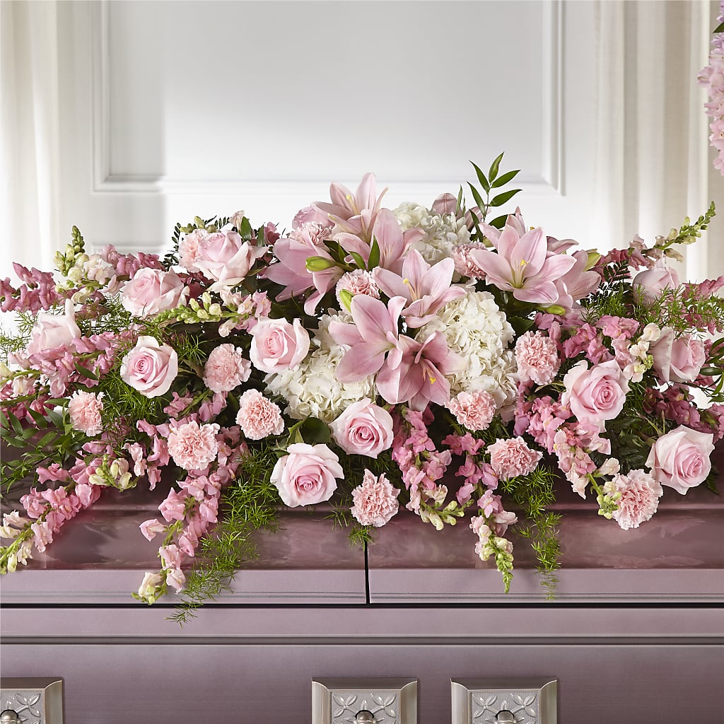 Life & Remembrance Casket Spray – LANGE'S WOODLAND FLOWERS, Lemont IL