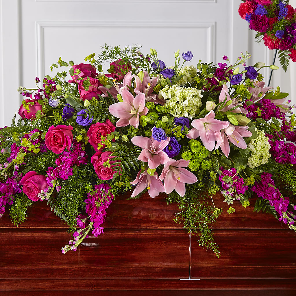 Radiant Tribute Casket Spray – LANGE'S WOODLAND FLOWERS, Lemont IL