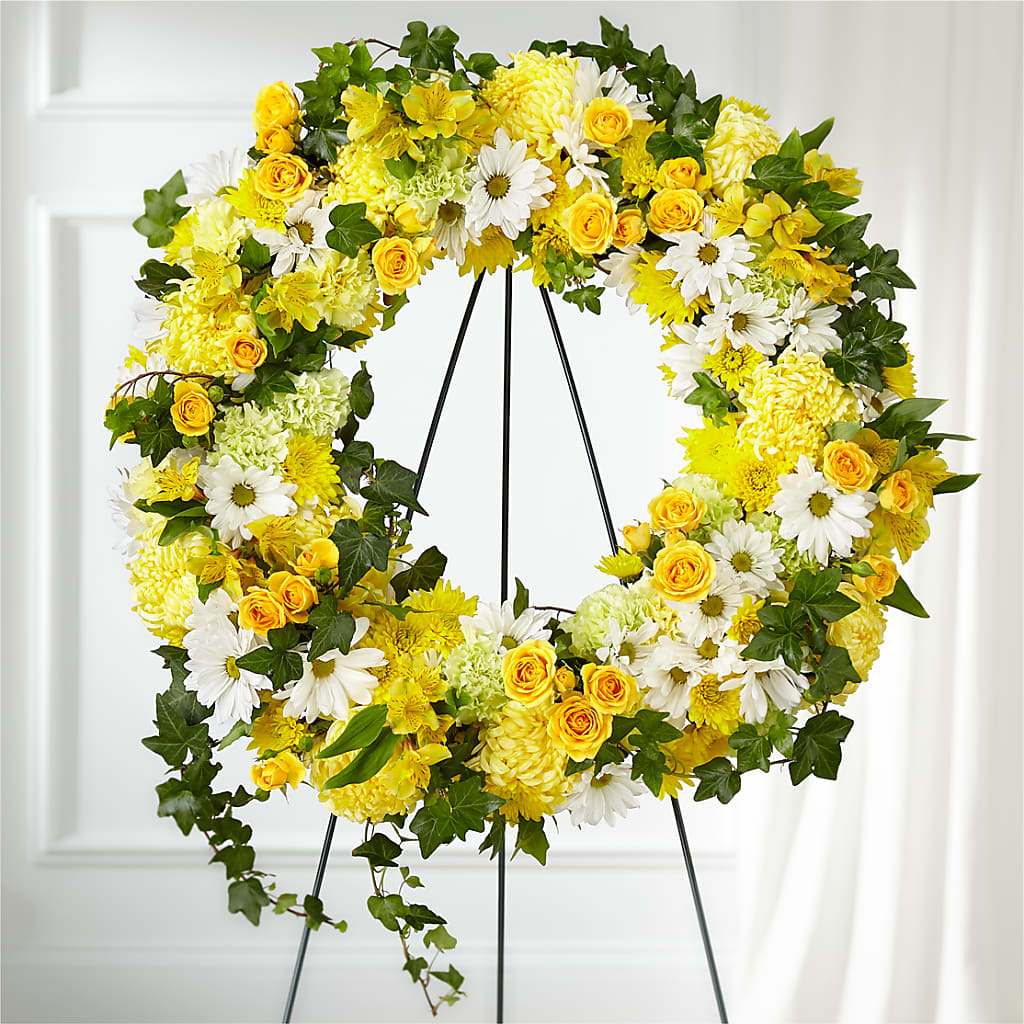 Golden Remembrance Wreath – LANGE'S WOODLAND FLOWERS, Lemont IL