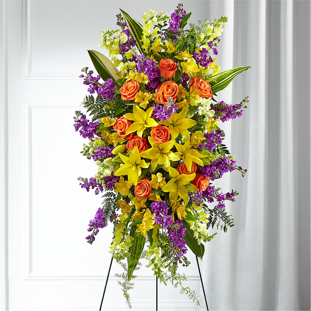 Thoughtful Prayers Standing Spray – LANGE'S WOODLAND FLOWERS, Lemont IL