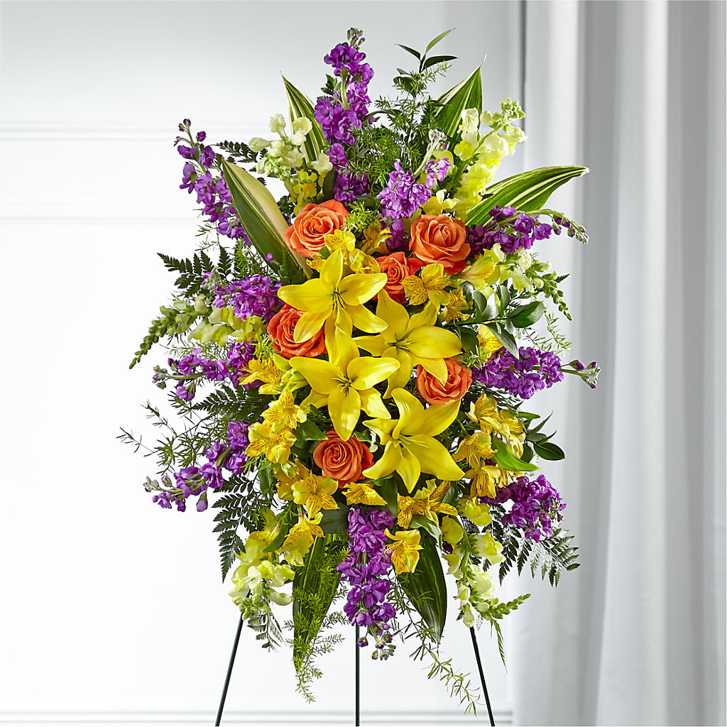 Thoughtful Prayers Standing Spray – LANGE'S WOODLAND FLOWERS, Lemont IL