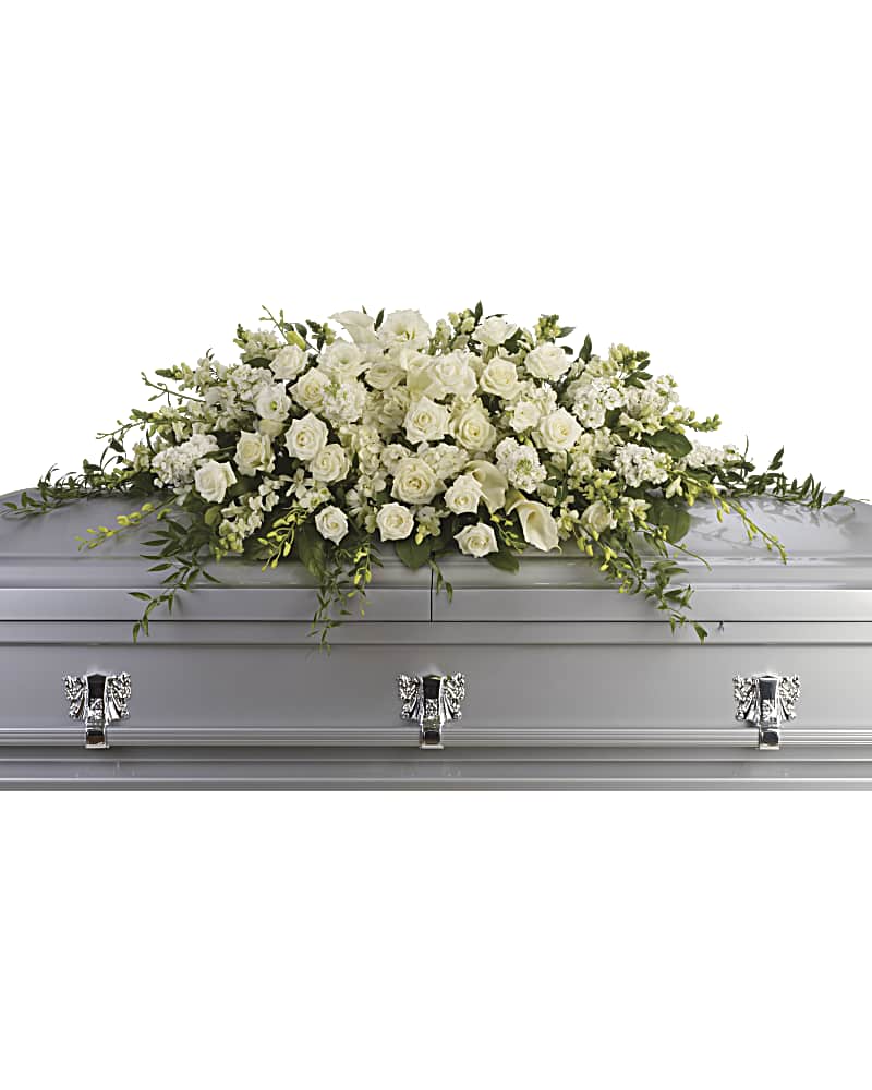 Purity and Peace Casket Spray – LANGE'S WOODLAND FLOWERS, Lemont IL