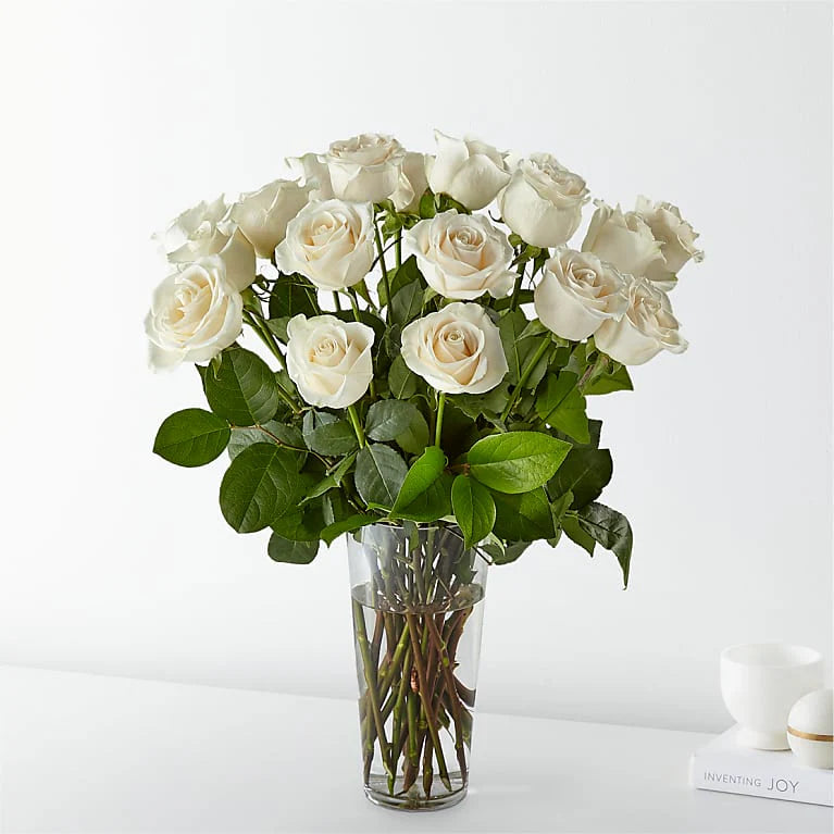 Long Stem White Rose Bouquet – LANGE'S WOODLAND FLOWERS, Lemont IL