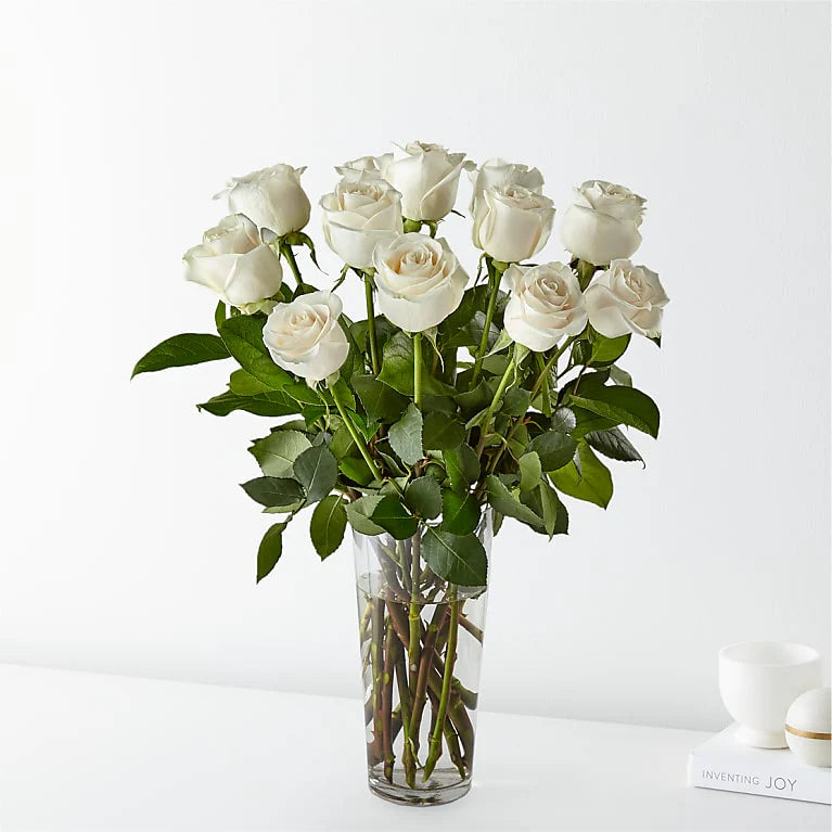 Long Stem White Rose Bouquet – LANGE'S WOODLAND FLOWERS, Lemont IL